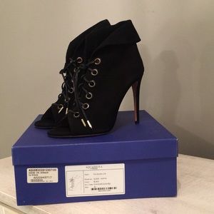 Aquazzura Eva Bootie 105 Black Suede 40 NIB